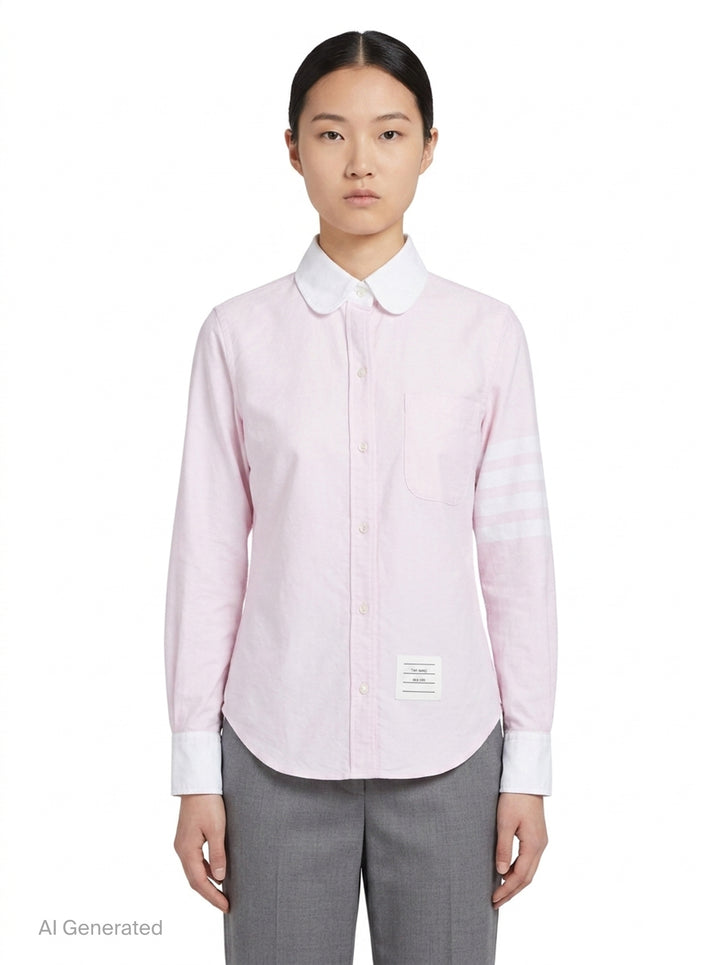 Classic Long Sleeve Round Collar Blouse | Thom Browne | Club21 - front