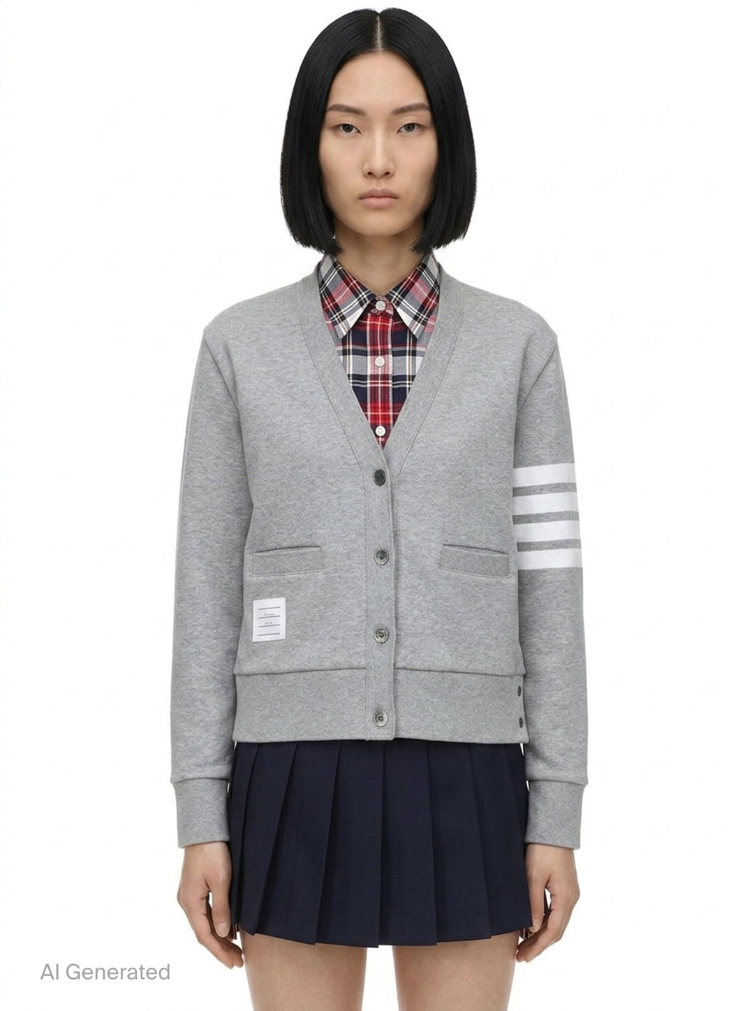 Classic Loopback V-Neck Cardigan | Thom Browne | Club21 - front