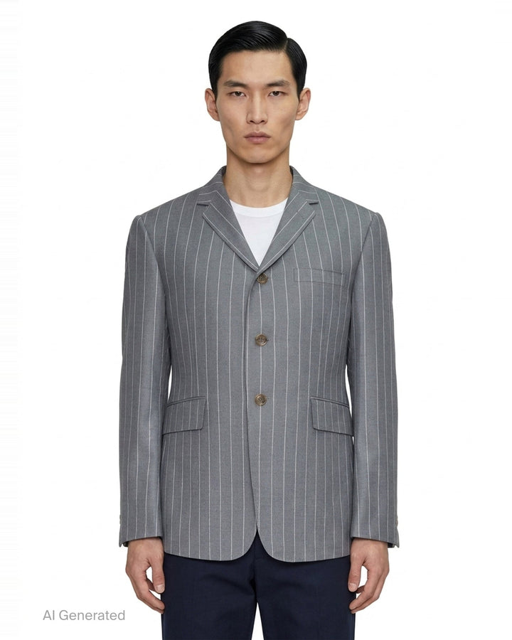 Classic Pinstripe Single Breasted Blazer | Thom Browne | Club21 - front