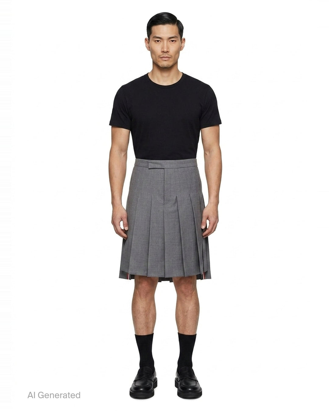 Classic Rise Pleated Knee Length Skirt | Thom Browne | Club21 - front