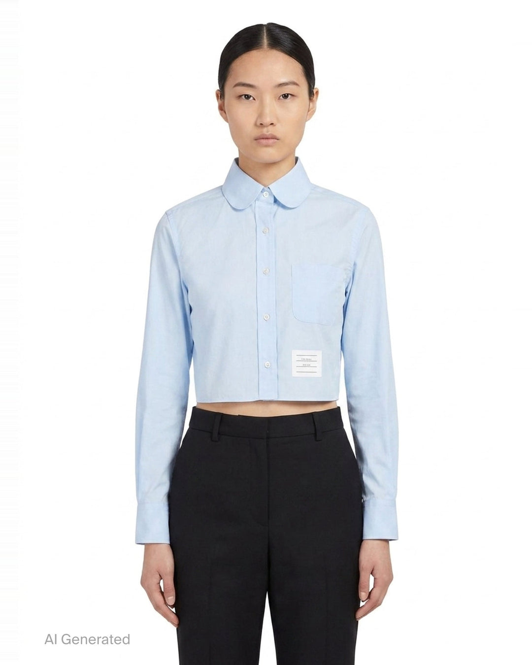 Classic Round Collar Cropped Shirt | Thom Browne | Club21 - front