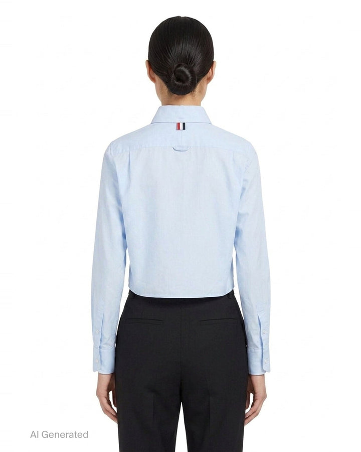 Classic Round Collar Cropped Shirt | Thom Browne | Club21 - back