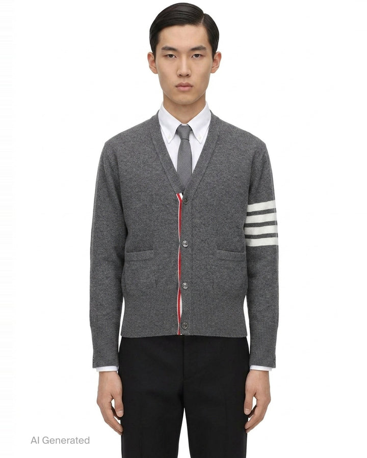Classic V-Neck 4-Bar Cardigan | Thom Browne | Club21 - front