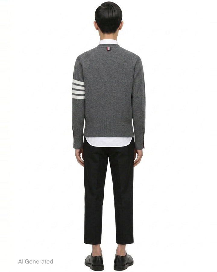 Classic V-Neck 4-Bar Cardigan | Thom Browne | Club21 - back