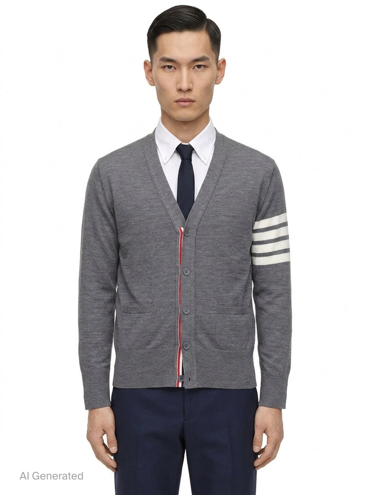 Classic V-Neck Cardigan | Thom Browne | Club21 - front