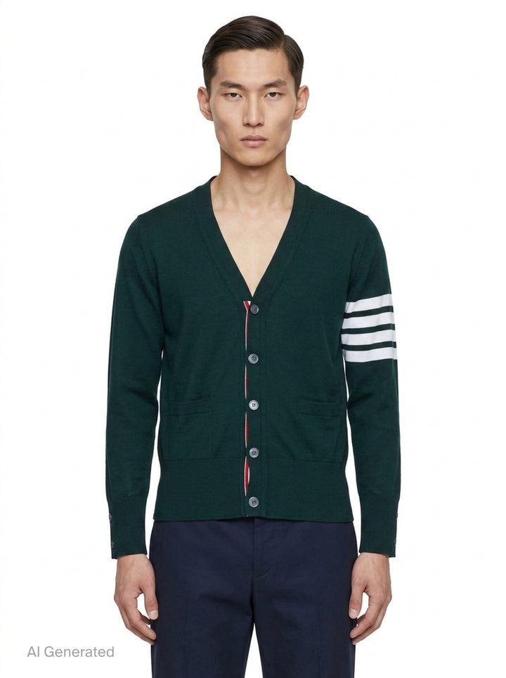 Classic V-Neck Cardigan | Thom Browne | Club21 - front
