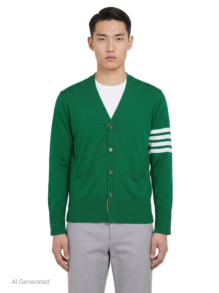 Classic V-Neck Cardigan | Thom Browne | Club21 - front