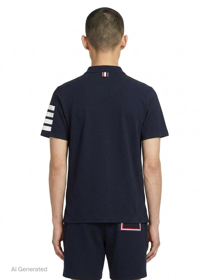 Cotton 4-Bar Short Sleeve Polo | Thom Browne | Club21 - back