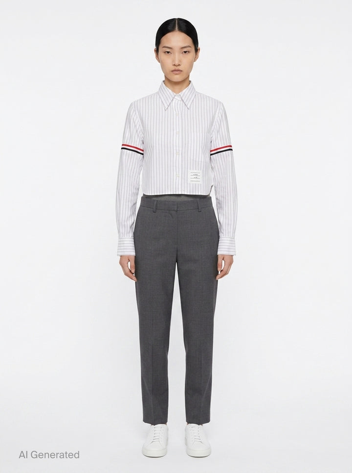 Cropped Button Down Shirt | Thom Browne | Club21 - front