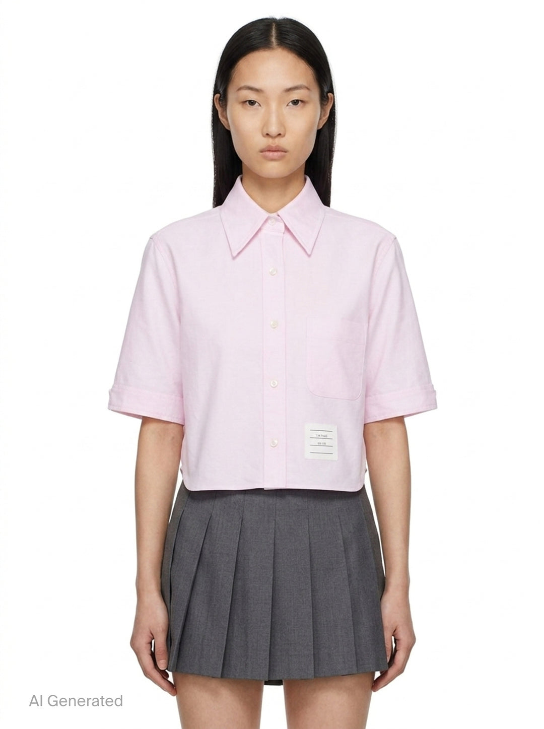 Cropped Point Collar Shirt | Thom Browne | Club21 - front