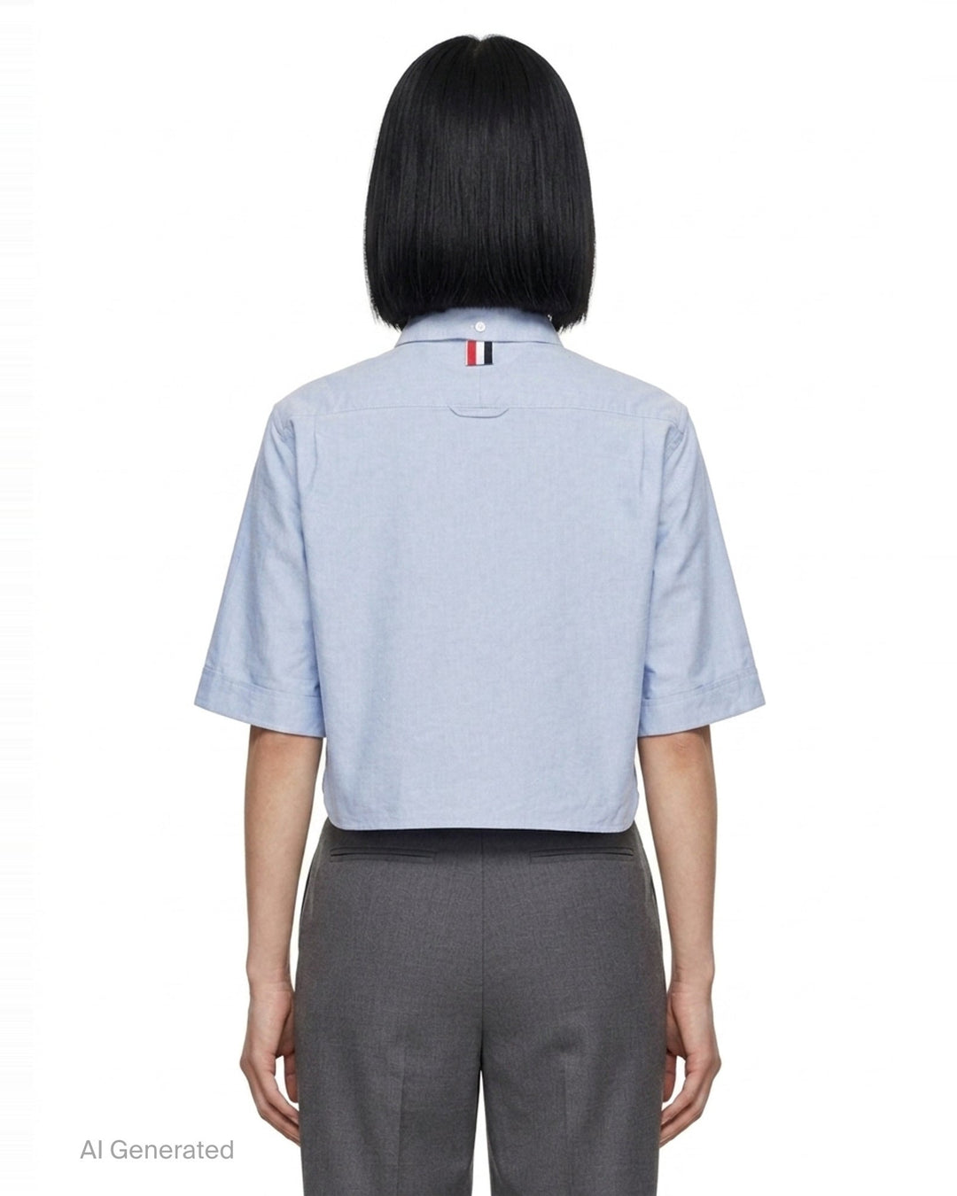 Cropped Point Collar Shirt | Thom Browne | Club21 - back