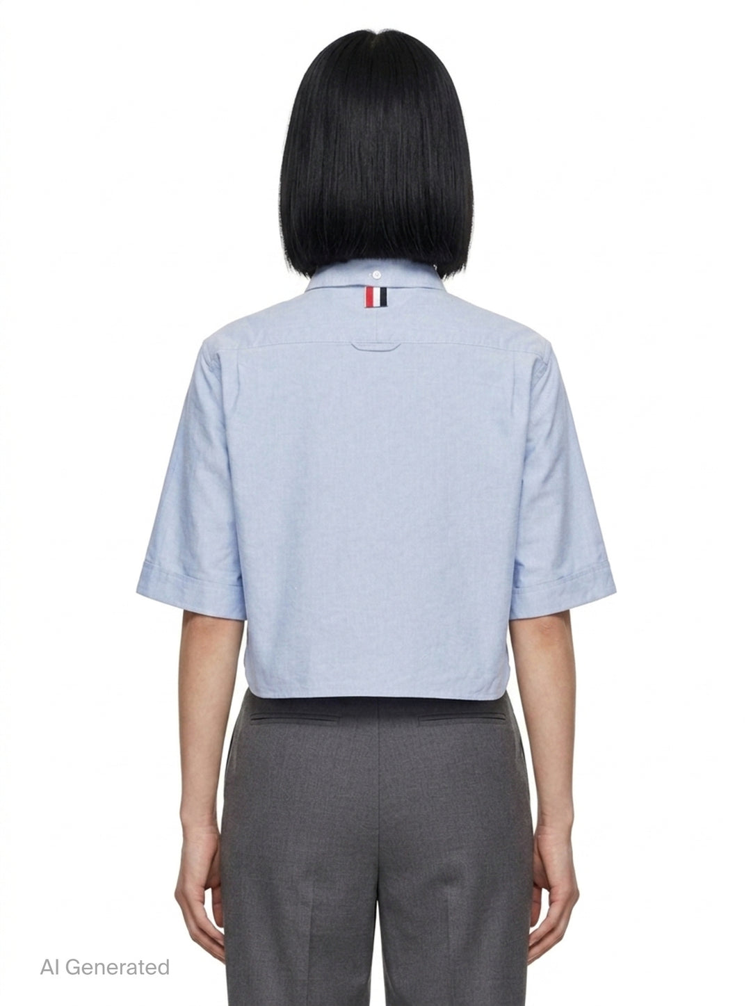 Cropped Point Collar Shirt | Thom Browne | Club21 - back