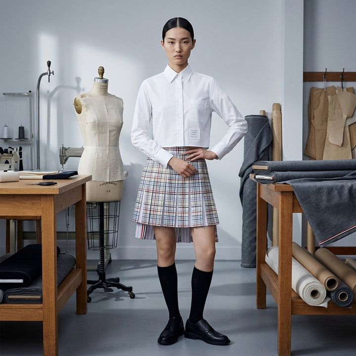 Cropped Round Collar Shirt | Thom Browne | Club21 - lifestyle