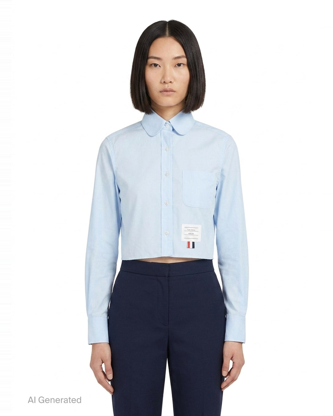Cropped Round Collar Shirt | Thom Browne | Club21 - front
