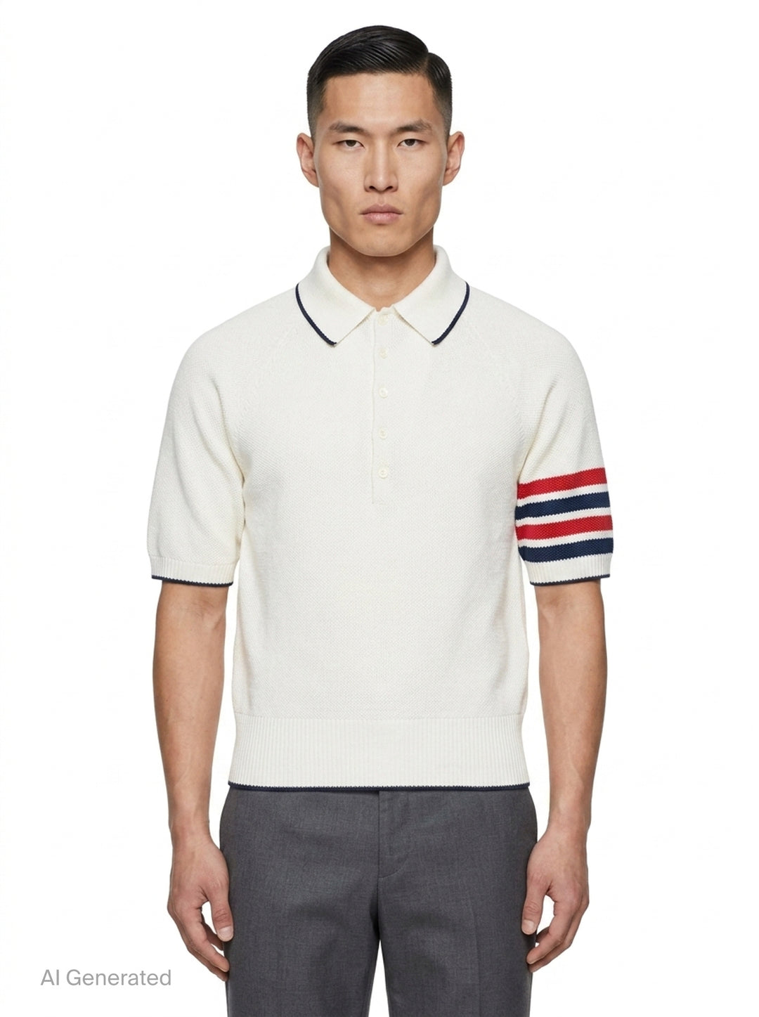 Cross Over Tuck Stitch Relaxed Polo | Thom Browne | Club21 - front