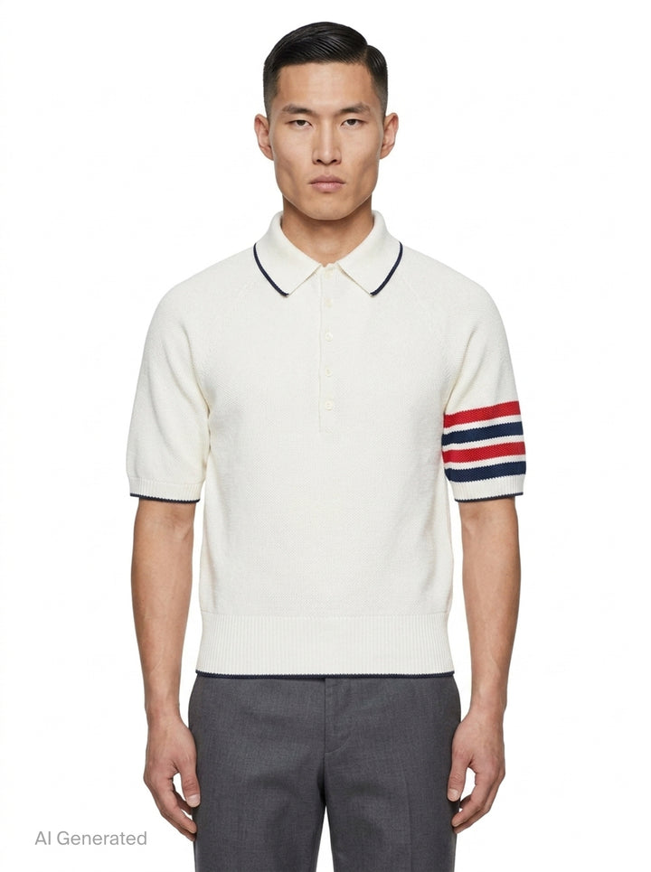 Cross Over Tuck Stitch Relaxed Polo | Thom Browne | Club21 - front