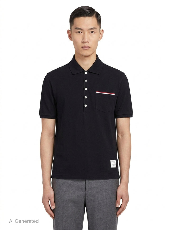 Fine Mercerized Pocket Polo | Thom Browne | Club21 - front