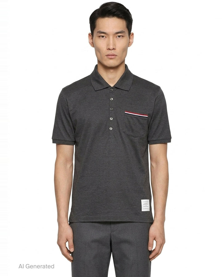 Fine Mercerized Pocket Polo | Thom Browne | Club21 - front