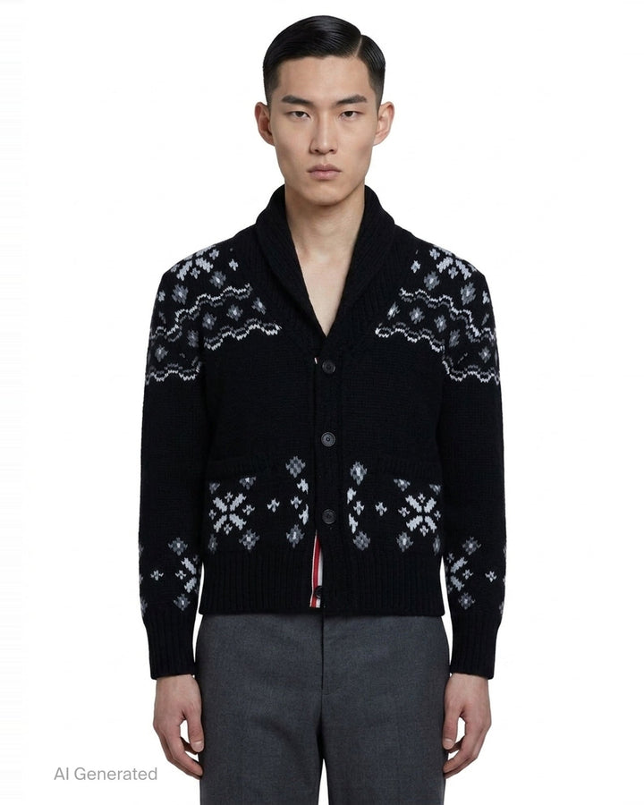 Icelandic Fair Isle Cardigan | Thom Browne | Club21 - front