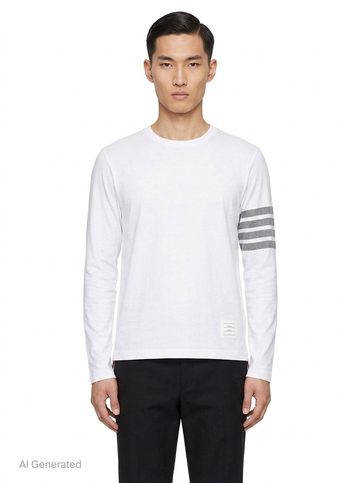 Jersey 4-Bar Long Sleeve Tee | Thom Browne | Club21 - front