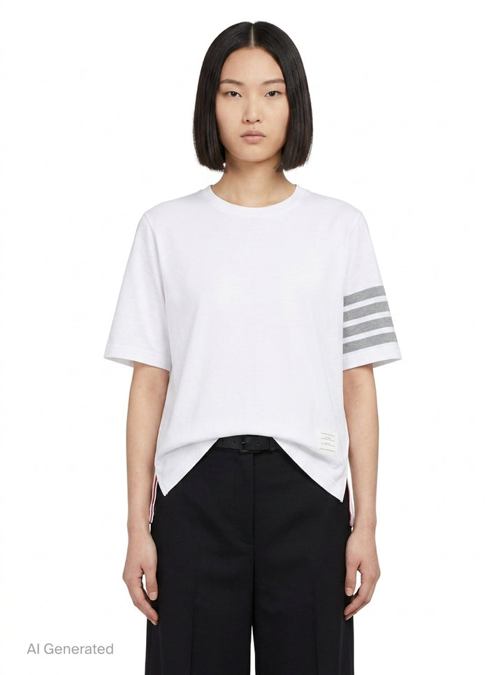 Jersey 4-Bar Short Sleeve Tee | Thom Browne | Club21 - front