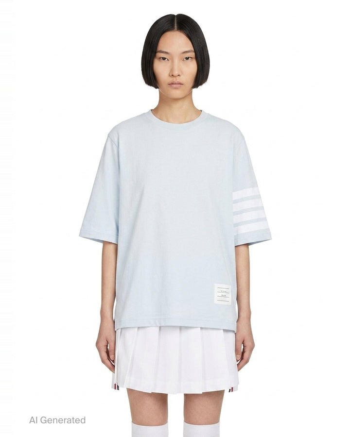 Jersey 4-Bar Short Sleeve Tee | Thom Browne | Club21 - front