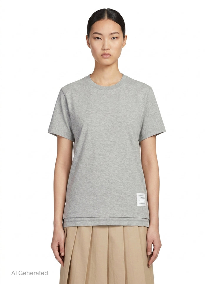 Jersey Relaxed Side Slit Tee | Thom Browne | Club21 - front