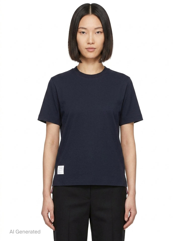 Jersey Relaxed Side Slit Tee | Thom Browne | Club21 - front