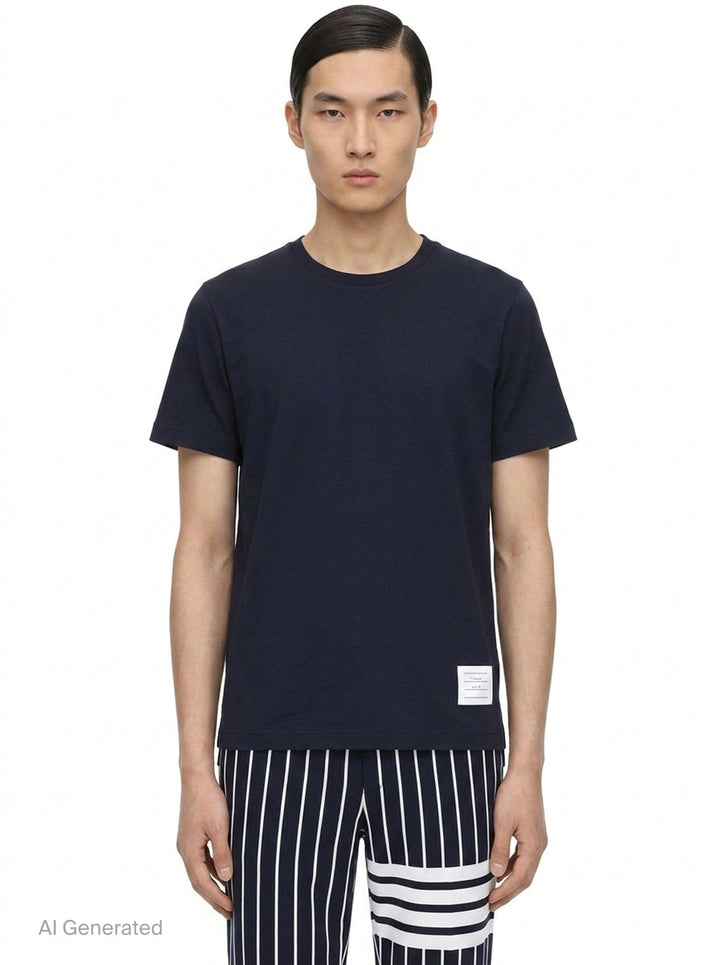 Jersey Relaxed Side Slit Tee | Thom Browne | Club21 - front