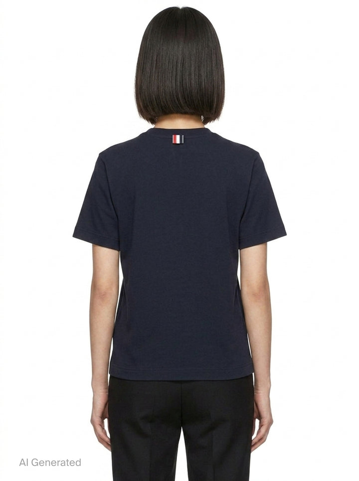 Jersey Relaxed Side Slit Tee | Thom Browne | Club21 - back