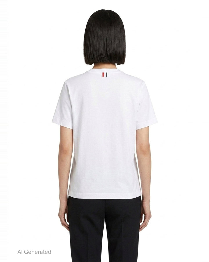 Jersey Relaxed Side Slit Tee | Thom Browne | Club21 - back