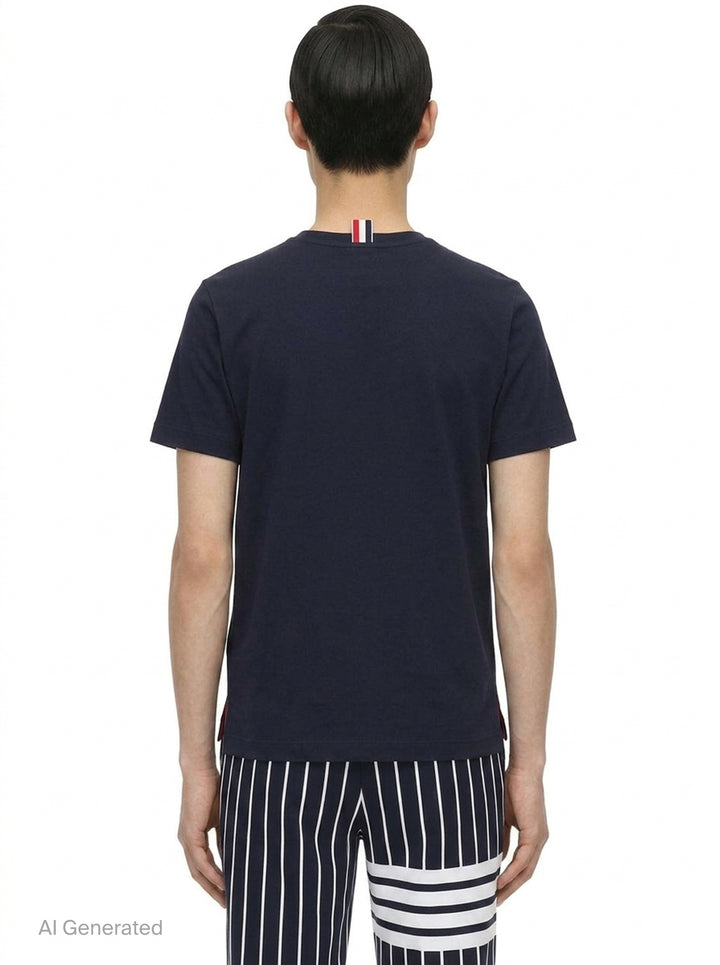 Jersey Relaxed Side Slit Tee | Thom Browne | Club21 - back