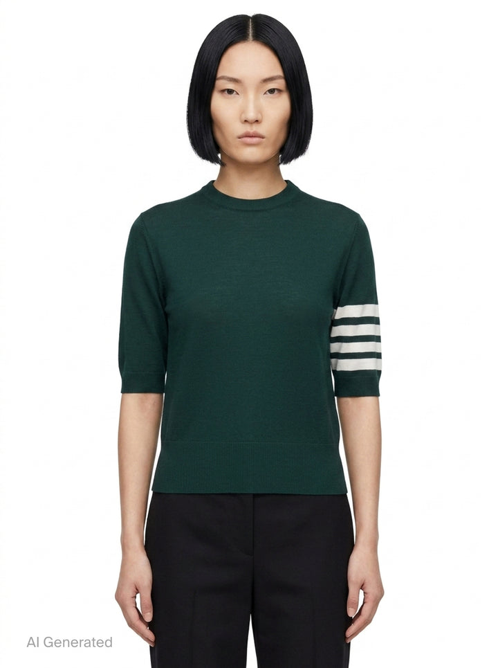 Jersey Stitch Short Sleeve Tee | Thom Browne | Club21 - front