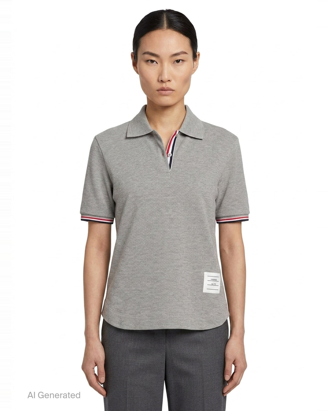 Keyhole Polo with Stripe Tipping | Thom Browne | Club21 - front