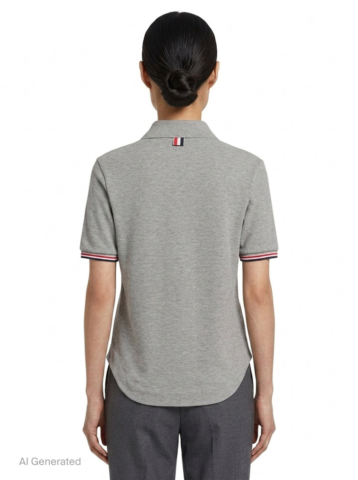 Keyhole Polo with Stripe Tipping | Thom Browne | Club21 - back