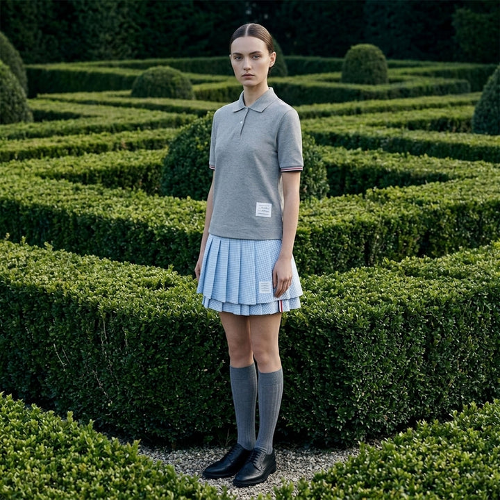 Keyhole Polo with Stripe Tipping | Thom Browne | Club21 - lifestyle
