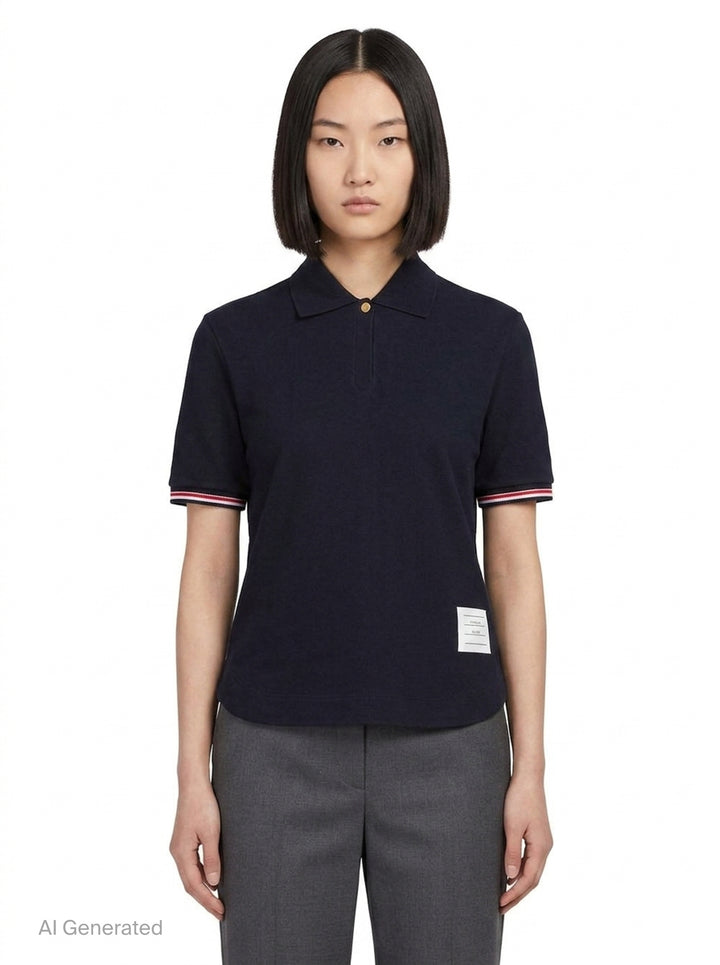 Keyhole RWB Tipping Polo | Thom Browne | Club21 - front