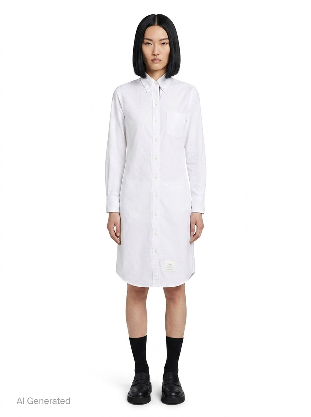 Knee Length Point Collar Shirt Dress | Thom Browne | Club21 - front