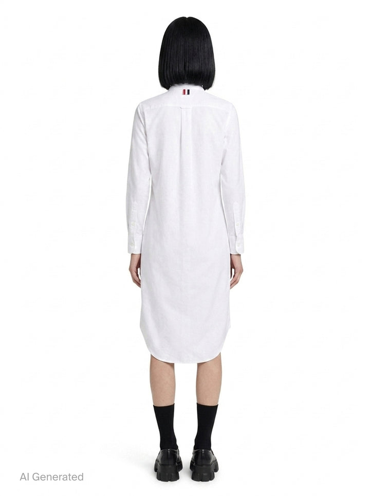 Knee Length Point Collar Shirt Dress | Thom Browne | Club21 - back