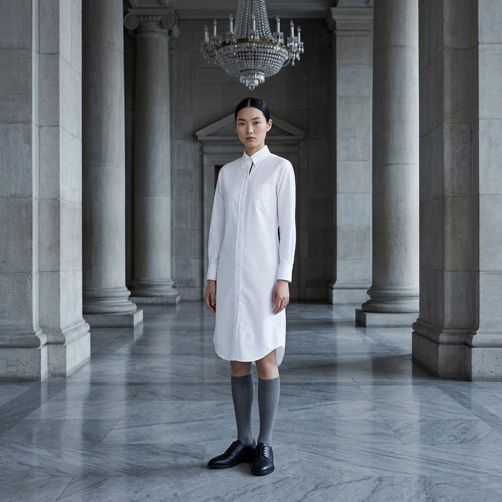 Knee Length Point Collar Shirt Dress | Thom Browne | Club21 - lifestyle