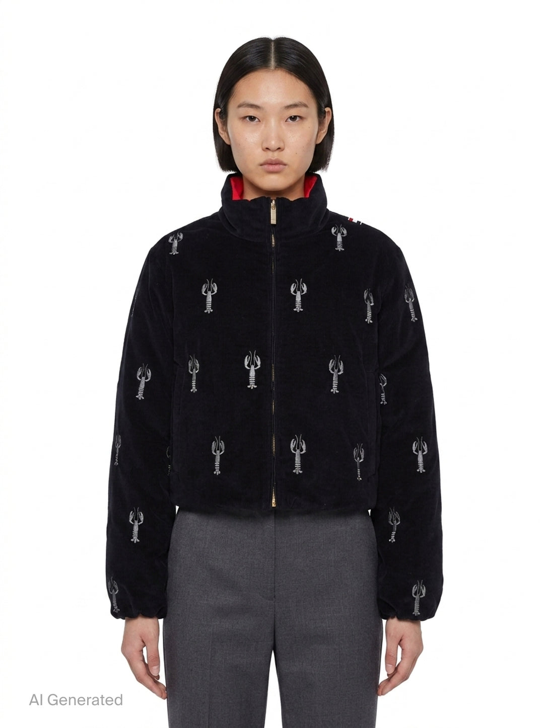 Lobster Reversible Cropped Puffer Jacket | Thom Browne | Club21 - front