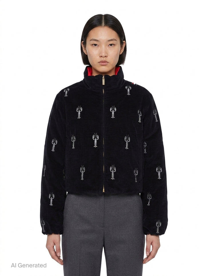 Lobster Reversible Cropped Puffer Jacket | Thom Browne | Club21 - front