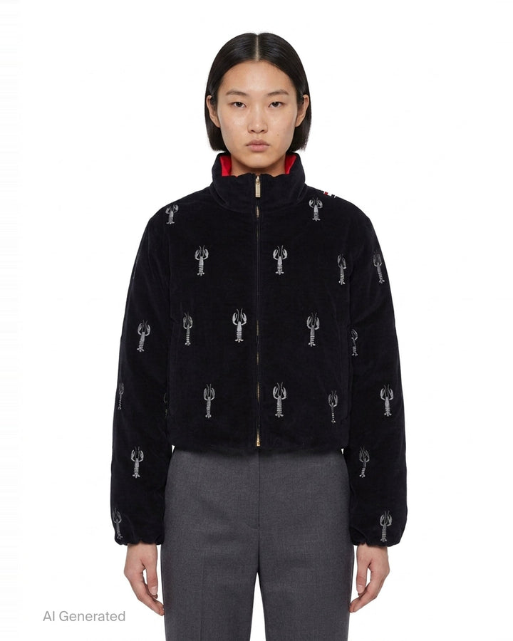Lobster Reversible Cropped Puffer Jacket | Thom Browne | Club21 - front