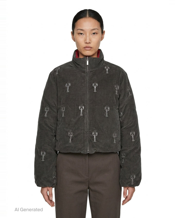 Lobster Reversible Cropped Puffer Jacket | Thom Browne | Club21 - front