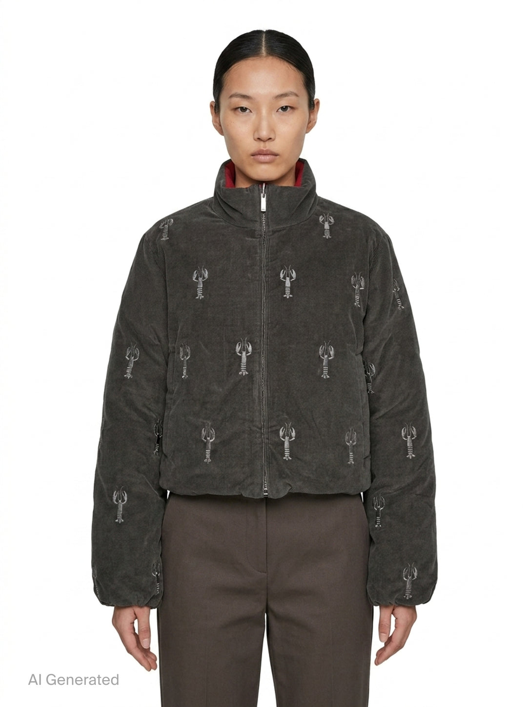 Lobster Reversible Cropped Puffer Jacket | Thom Browne | Club21 - front