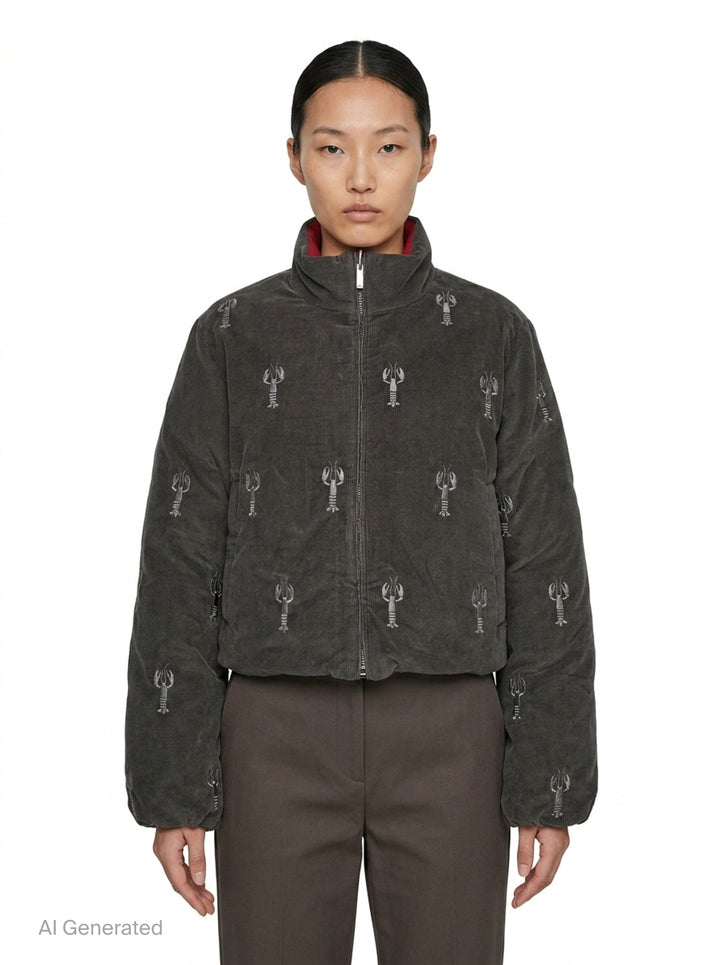 Lobster Reversible Cropped Puffer Jacket | Thom Browne | Club21 - front