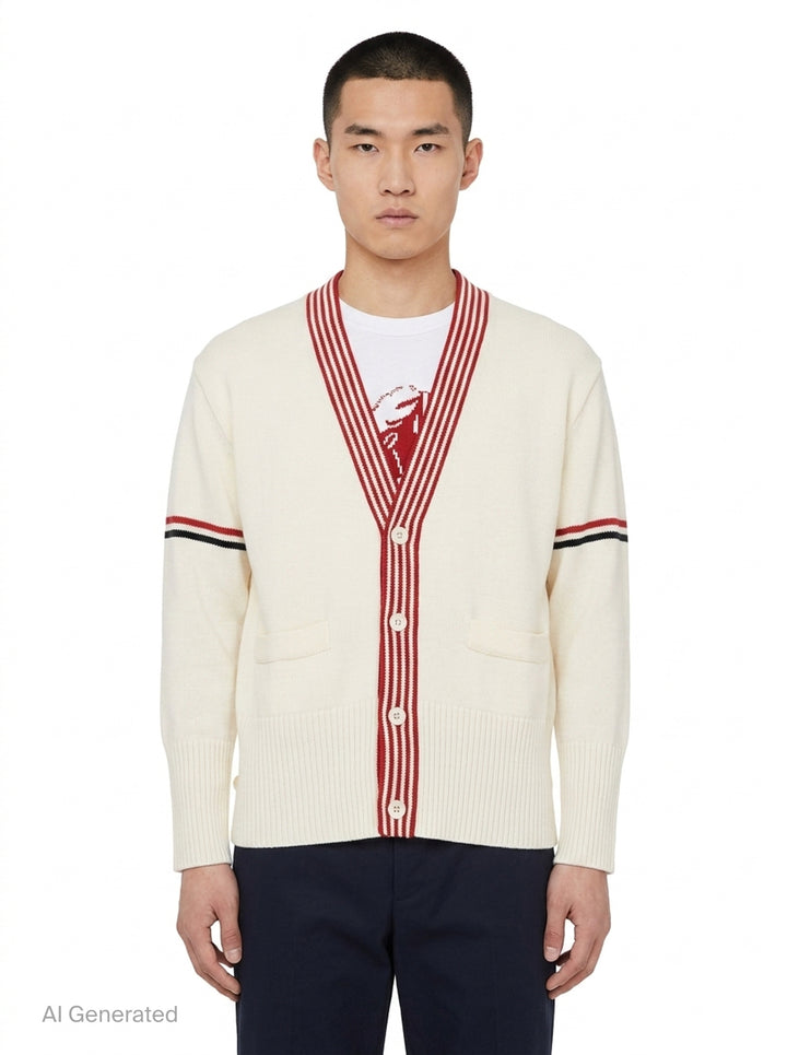 Lobster V-Neck Cardigan | Thom Browne | Club21 - front