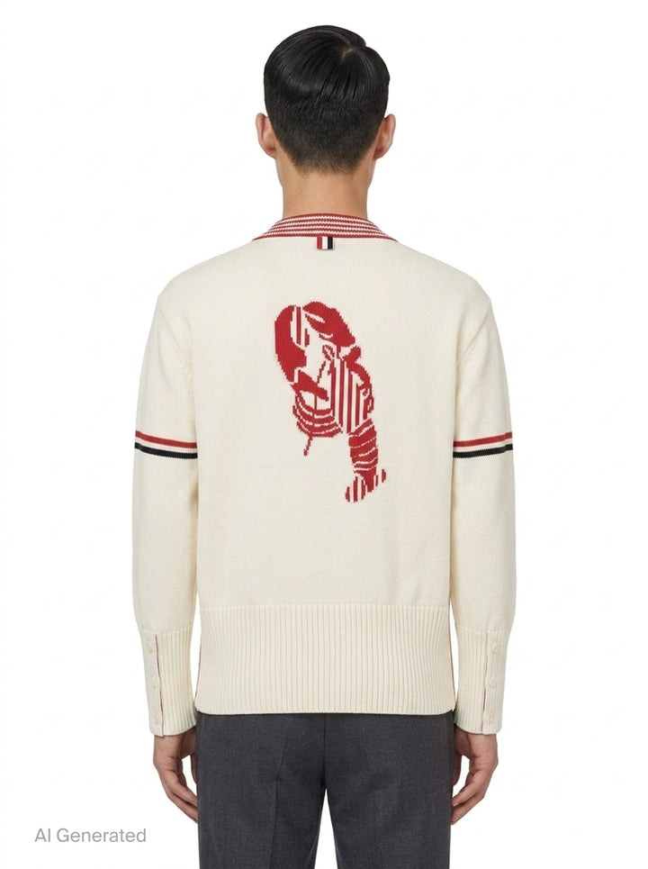 Lobster V-Neck Cardigan | Thom Browne | Club21 - back
