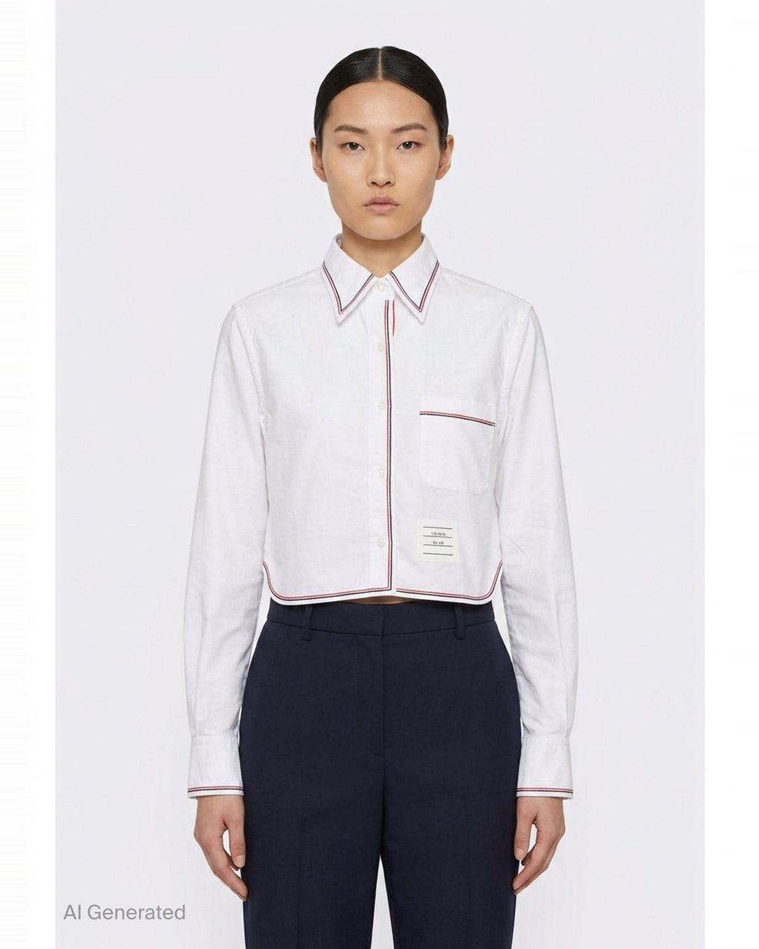Long Sleeve Cropped Shirt | Thom Browne | Club21 - front