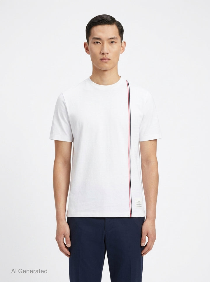 Medium Weight Diagonal Stripe Tee | Thom Browne | Club21 - front